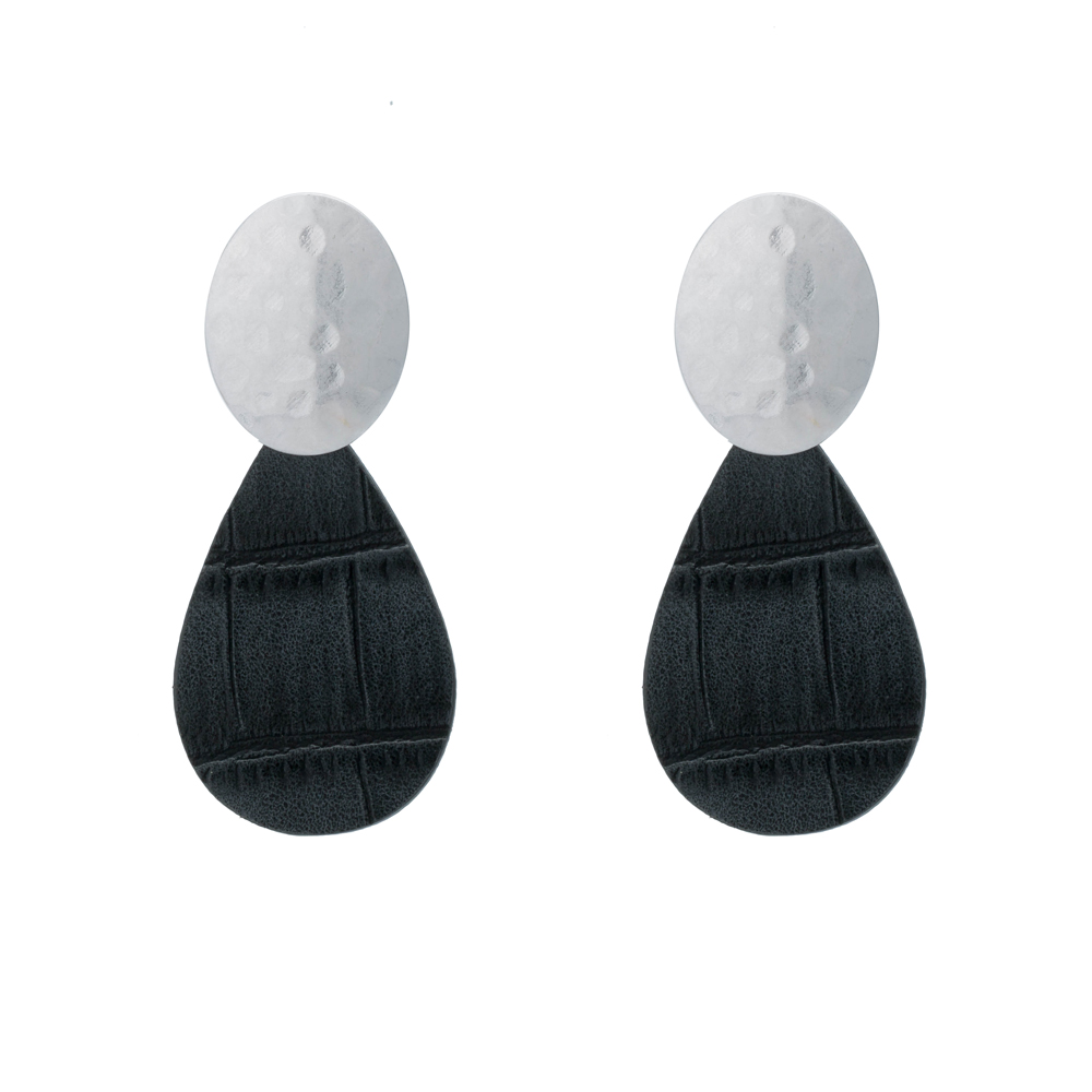 Vintage Style Water Droplets Alloy Patchwork Artificial Leather Earrings