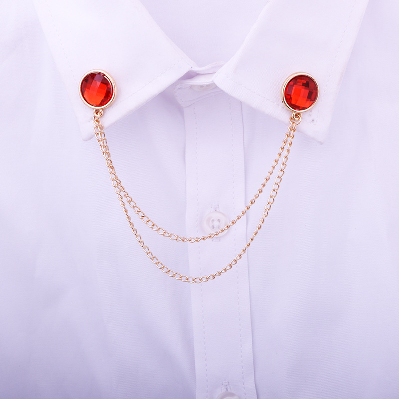 Fashion Round Alloy Chain Collar Pin