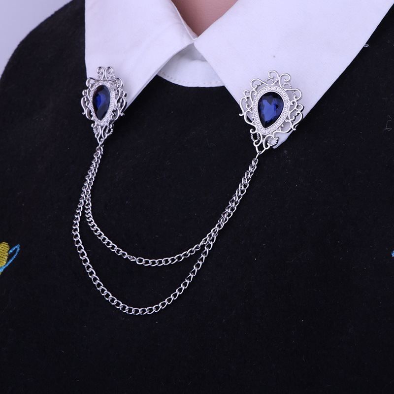 Fashion Water Droplets Alloy Chain Collar Pin