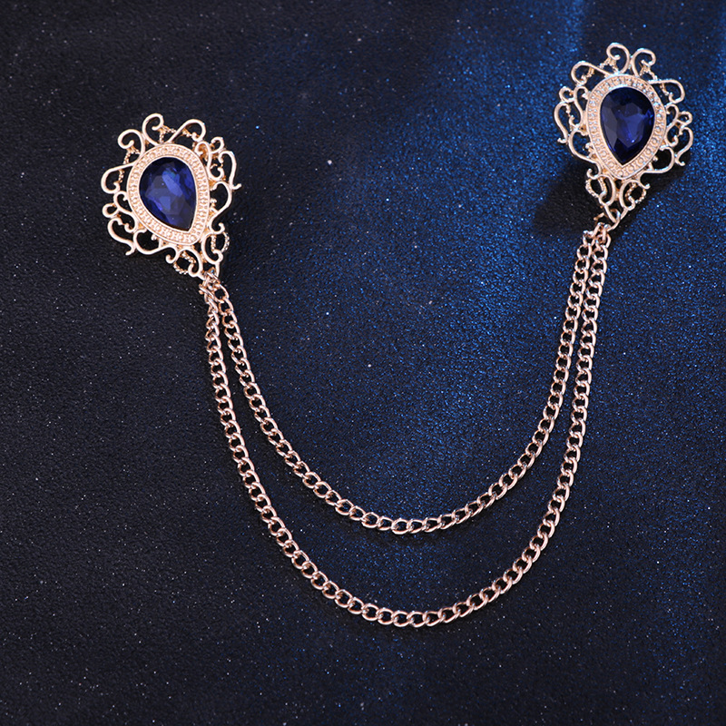 Fashion Water Droplets Alloy Chain Collar Pin