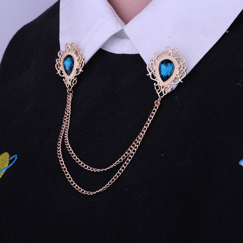 Fashion Water Droplets Alloy Chain Collar Pin