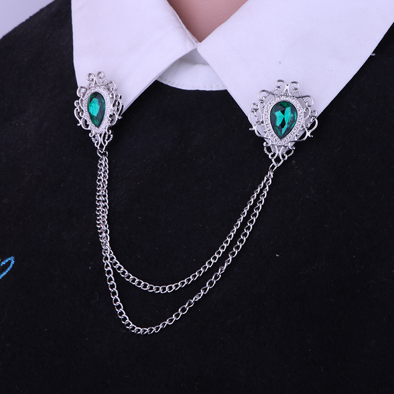Fashion Water Droplets Alloy Chain Collar Pin