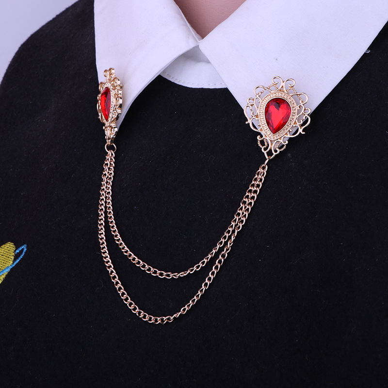 Fashion Water Droplets Alloy Chain Collar Pin