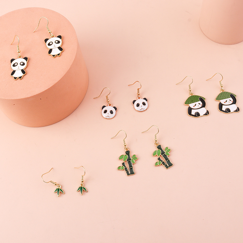 Cute Panda Alloy Plating Earrings