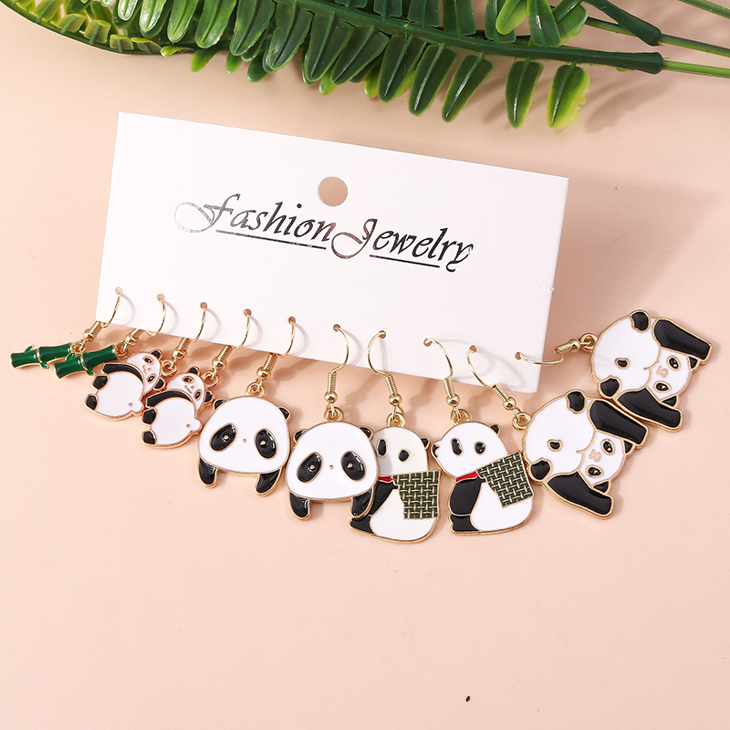 Cute Panda Alloy Plating Earrings