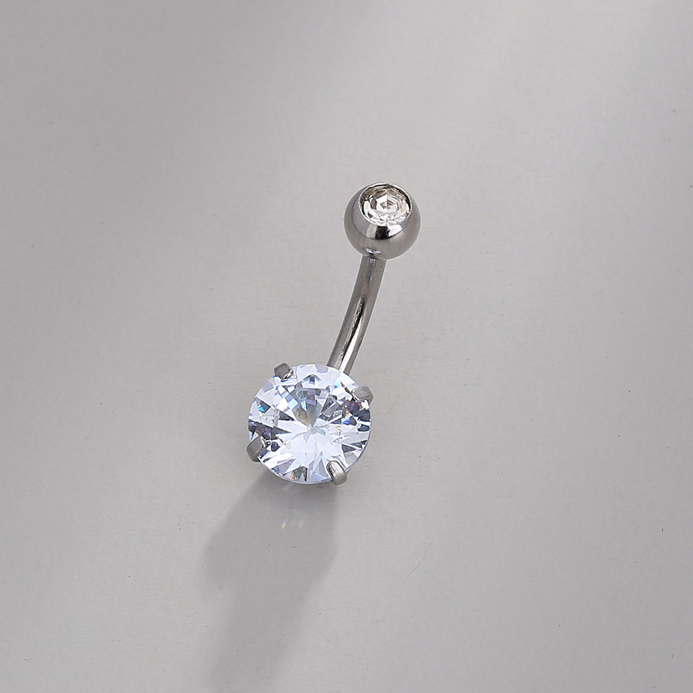 Punk Geometric Stainless Steel Plating Zircon Belly Ring 1 Piece