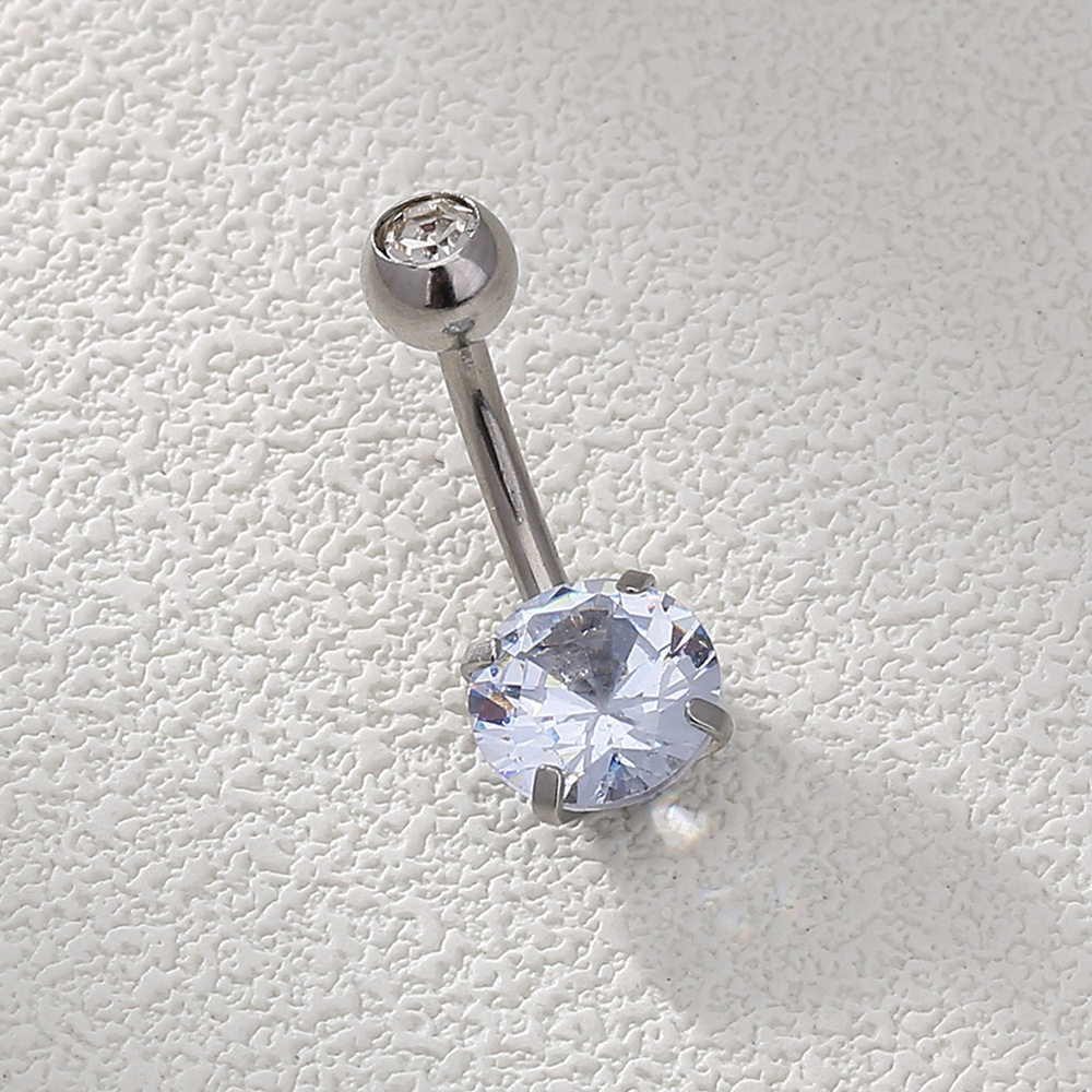 Punk Geometric Stainless Steel Plating Zircon Belly Ring 1 Piece