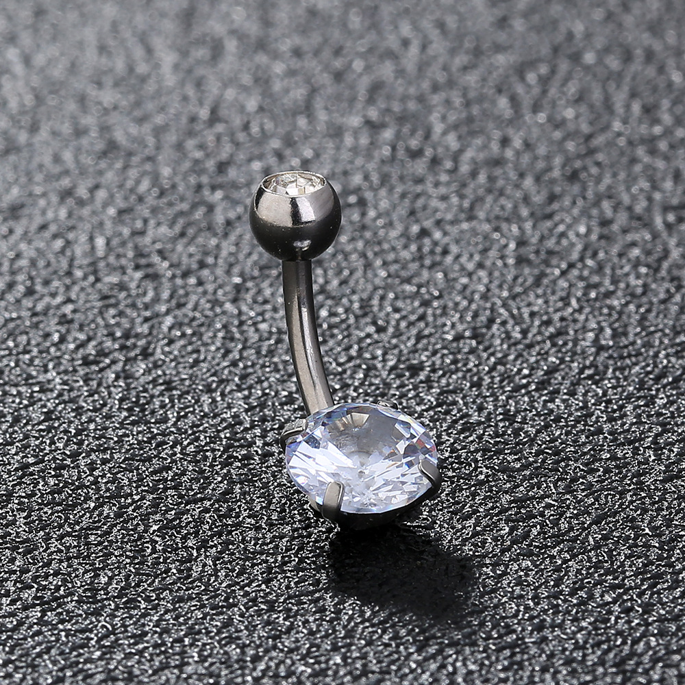 Punk Geometric Stainless Steel Plating Zircon Belly Ring 1 Piece