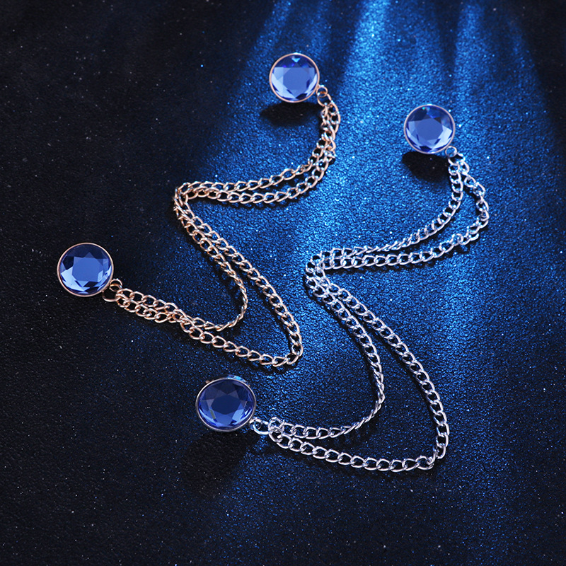 Fashion Round Alloy Rhinestone Chain Collar Pin