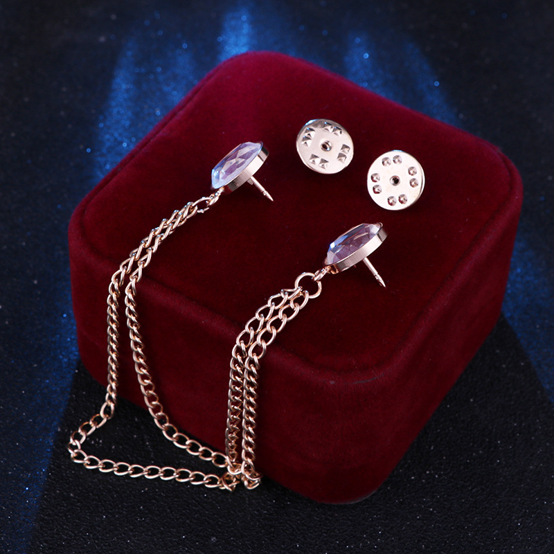 Fashion Round Alloy Rhinestone Chain Collar Pin