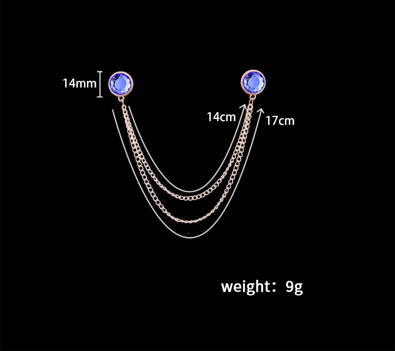 Fashion Round Alloy Rhinestone Chain Collar Pin