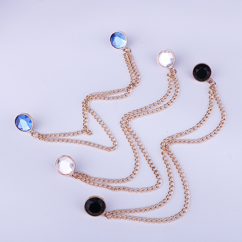 Fashion Round Alloy Rhinestone Chain Collar Pin