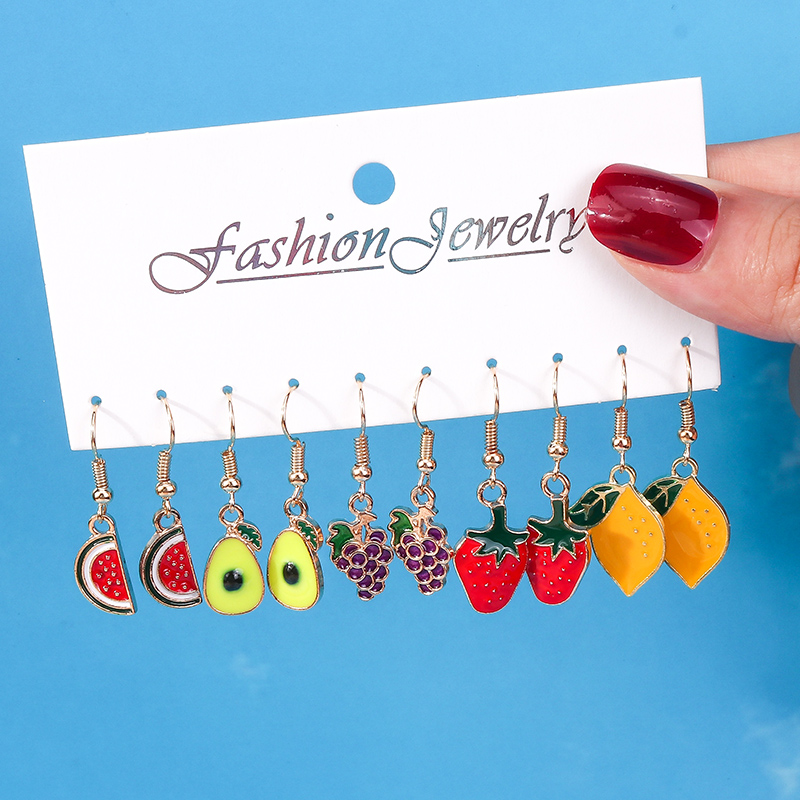 Cute Fruit Flower Alloy Plating Earrings