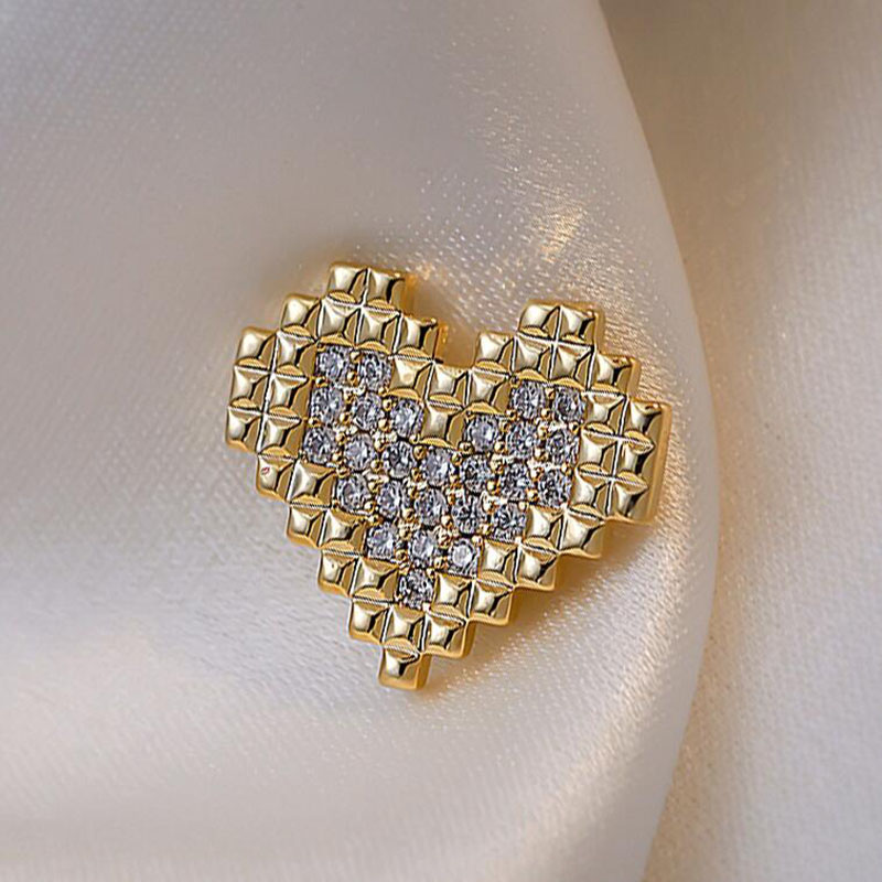 INS Style Heart Shape Alloy Plating Rhinestone Brooches