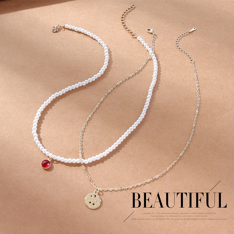 Fashion Constellation Imitation Pearl Alloy Layered Necklaces 1 Set