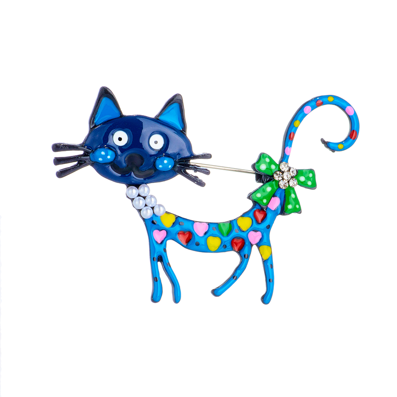 Fashion Cat Bow Knot Alloy Inlay Artificial Rhinestones Brooches