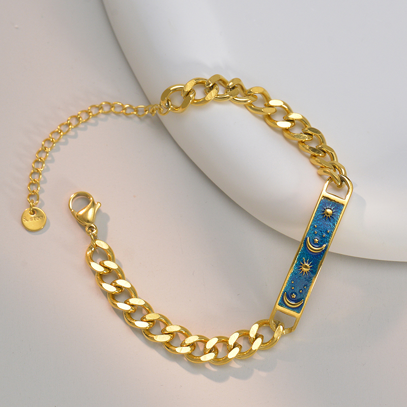 Casual Star Moon Stainless Steel Bracelets Chain Stainless Steel Bracelets