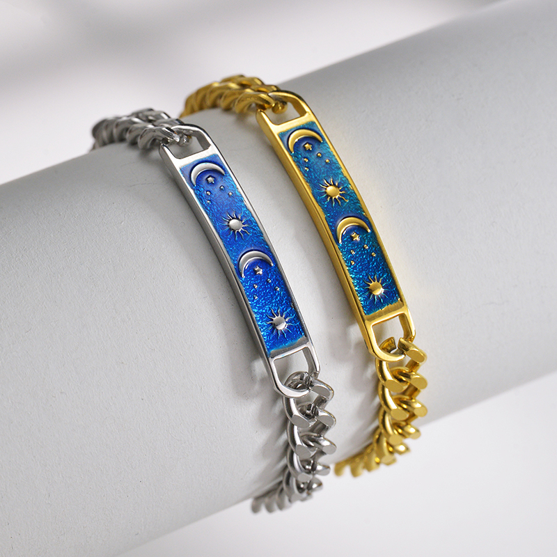 Casual Star Moon Stainless Steel Bracelets Chain Stainless Steel Bracelets