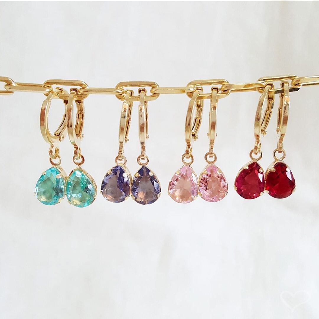 Shiny Water Droplets Copper Drop Earrings Artificial Rhinestones Copper Earrings
