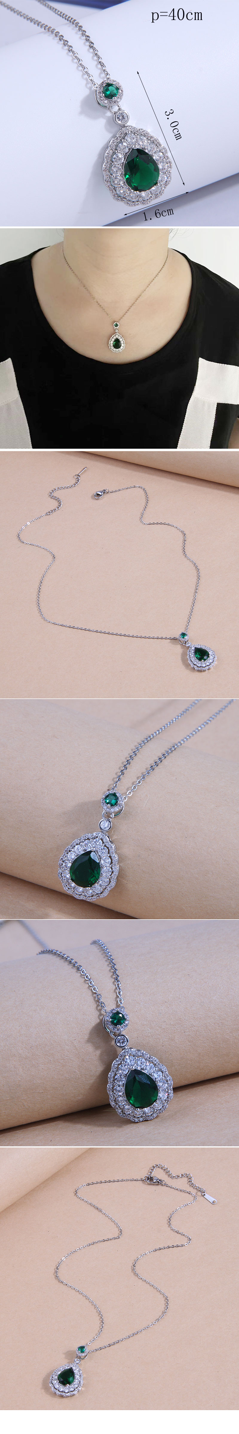 Fashion Water Droplets Copper Necklace Plating Zircon Copper Necklaces
