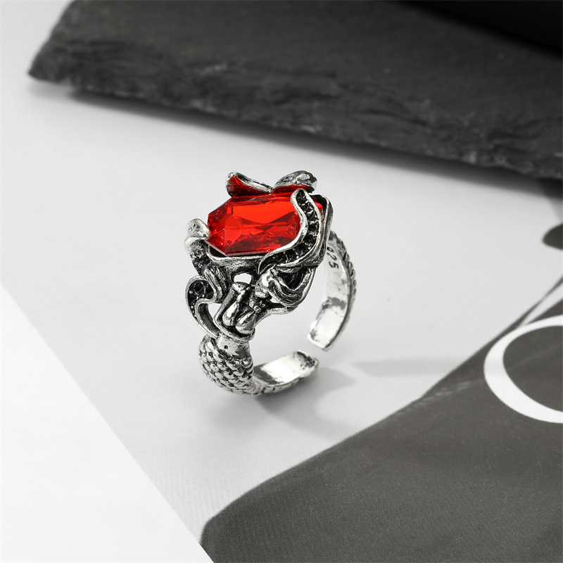 Hip-Hop Punk Animal Snake Skull Alloy Plating Rhinestone Rings 1 Piece