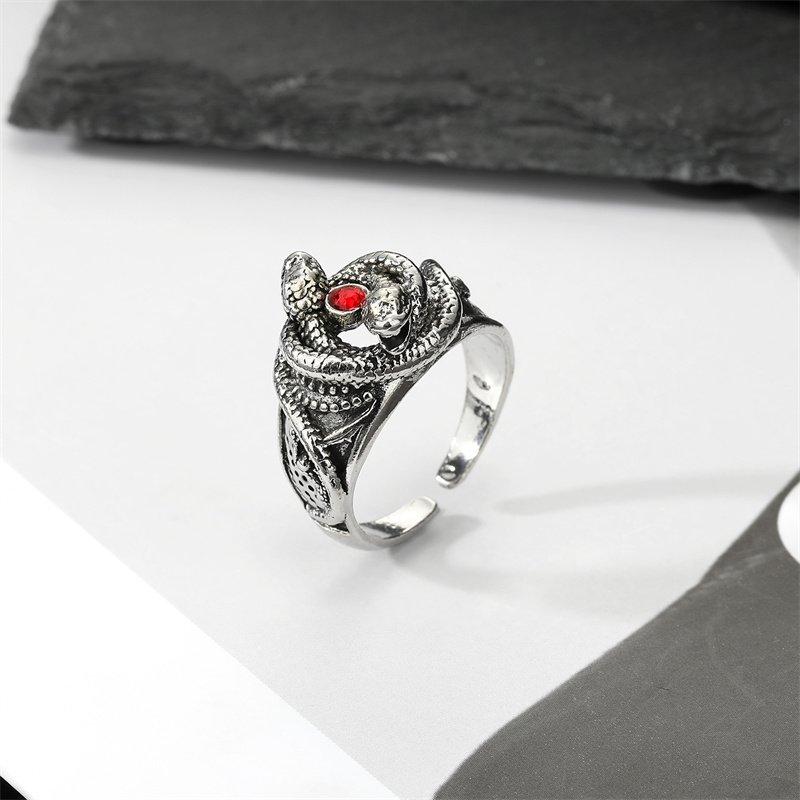 Hip-Hop Punk Animal Snake Skull Alloy Plating Rhinestone Rings 1 Piece