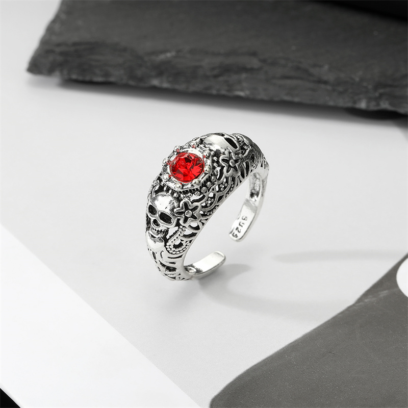Hip-Hop Punk Animal Snake Skull Alloy Plating Rhinestone Rings 1 Piece