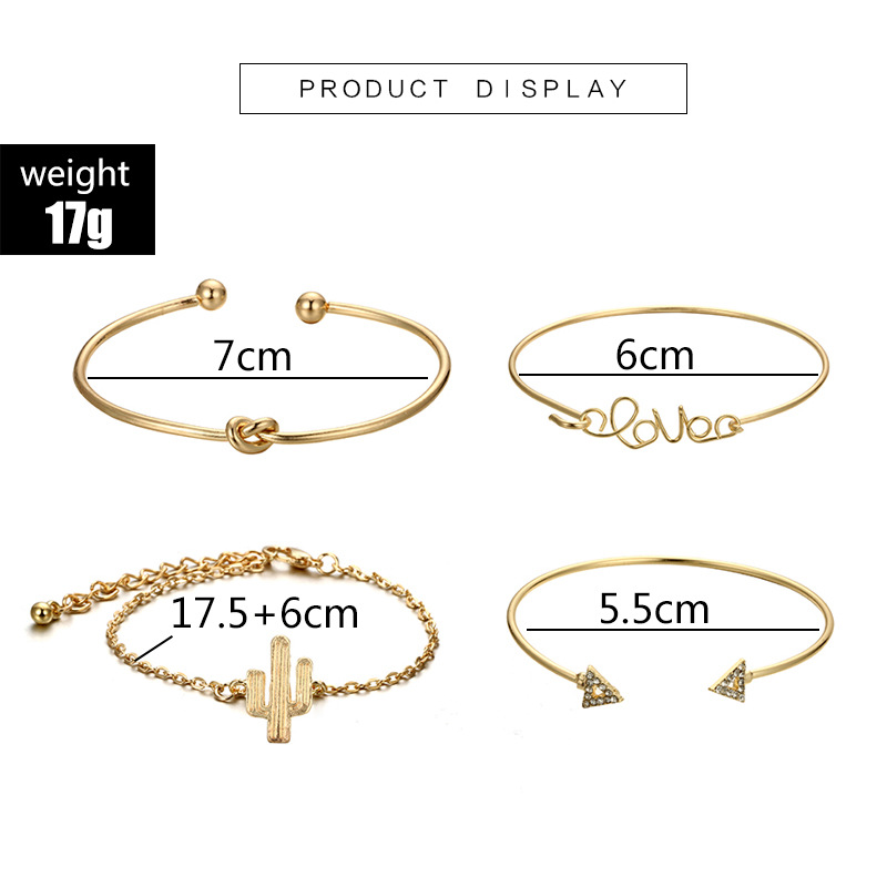 Romantic Letter Alloy Plating Rhinestone Bangle 1 Set