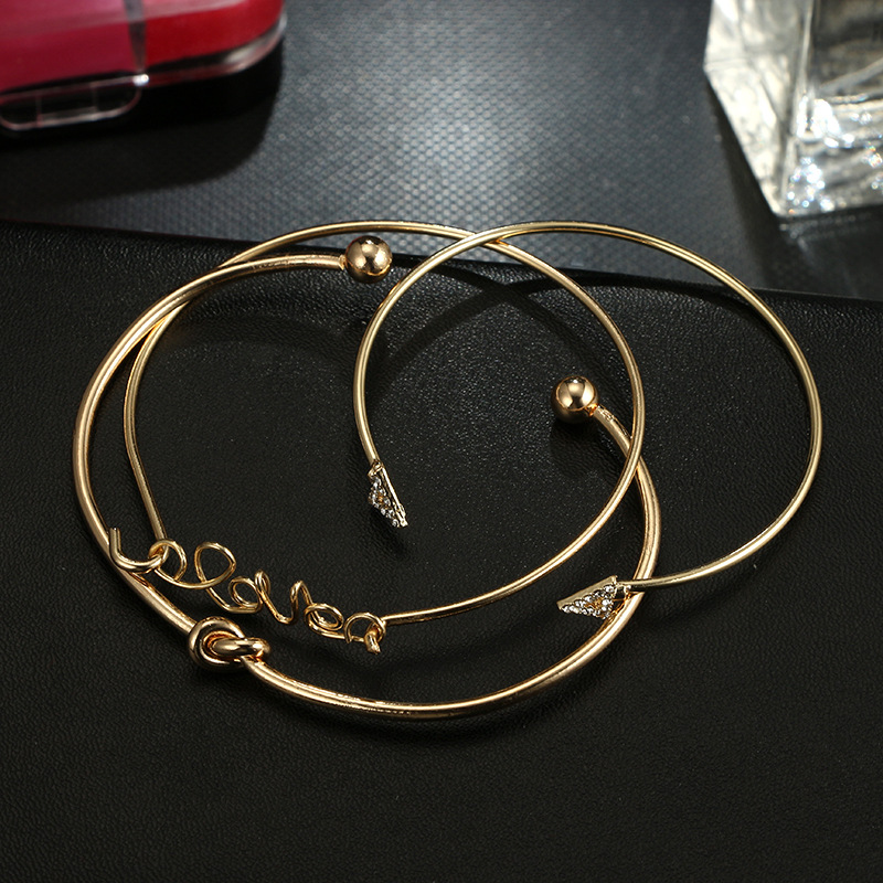 Romantic Letter Alloy Plating Rhinestone Bangle 1 Set