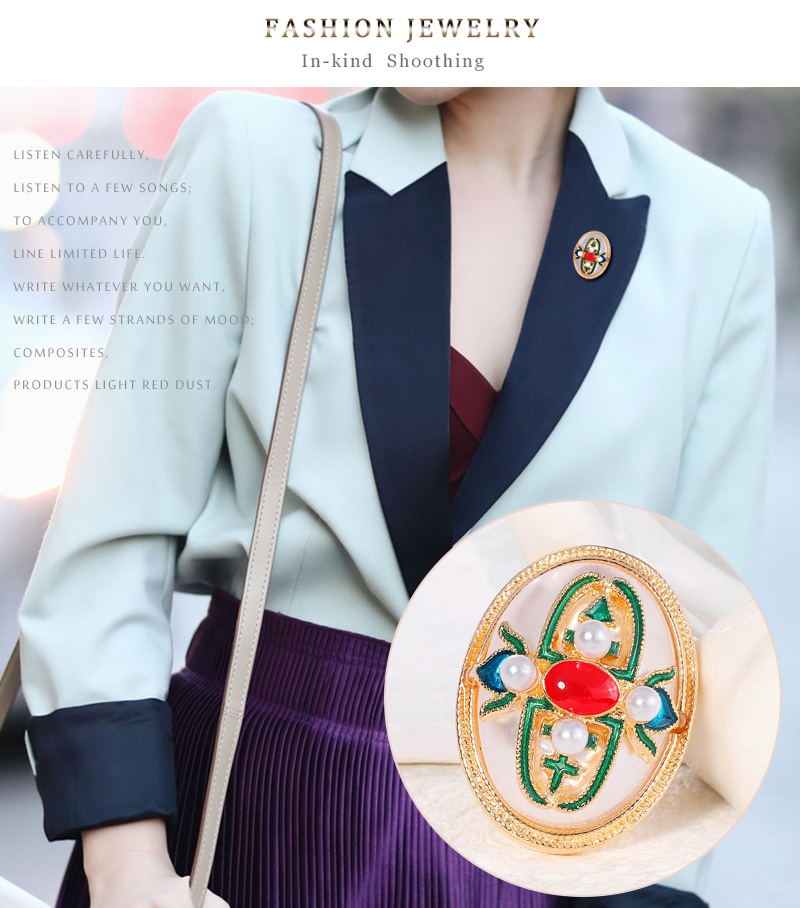 Baroque Style Geometric Alloy Inlay Artificial Pearl Brooches