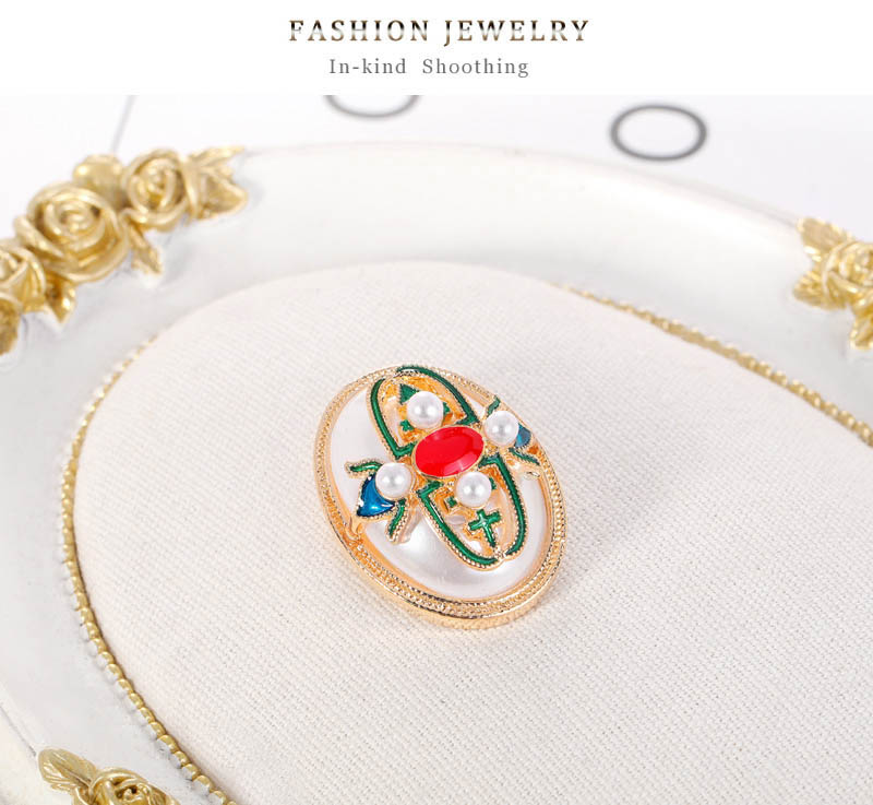 Baroque Style Geometric Alloy Inlay Artificial Pearl Brooches
