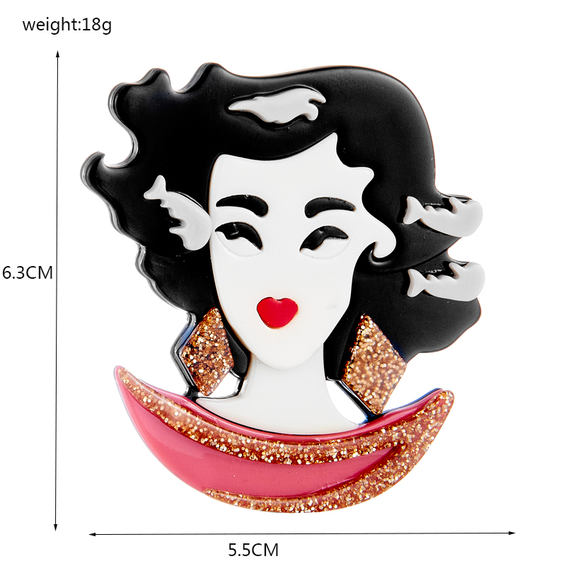 Cute Human Cartoon Arylic Patchwork Brooches