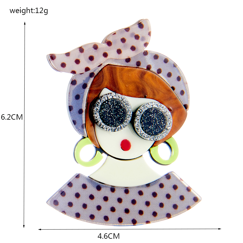 Cute Human Cartoon Arylic Patchwork Brooches