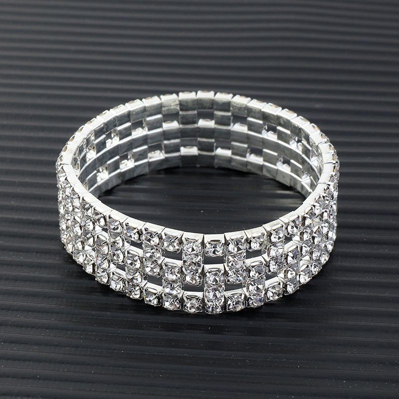 Fashion Geometric Metal Plating Diamond Artificial Diamond Bangle