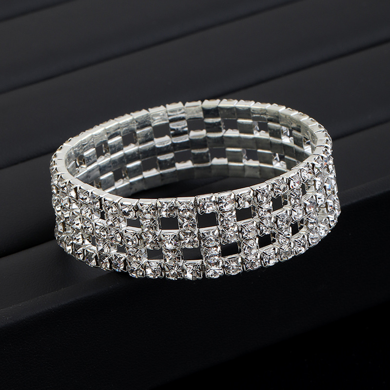 Fashion Geometric Metal Plating Diamond Artificial Diamond Bangle