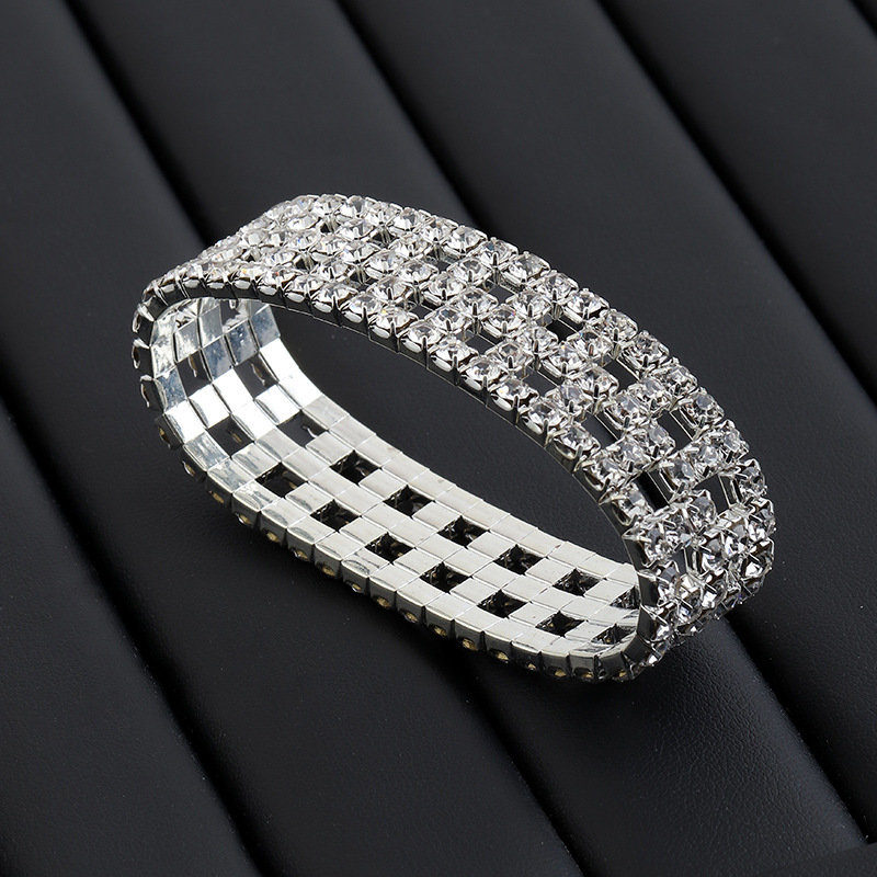 Fashion Geometric Metal Plating Diamond Artificial Diamond Bangle