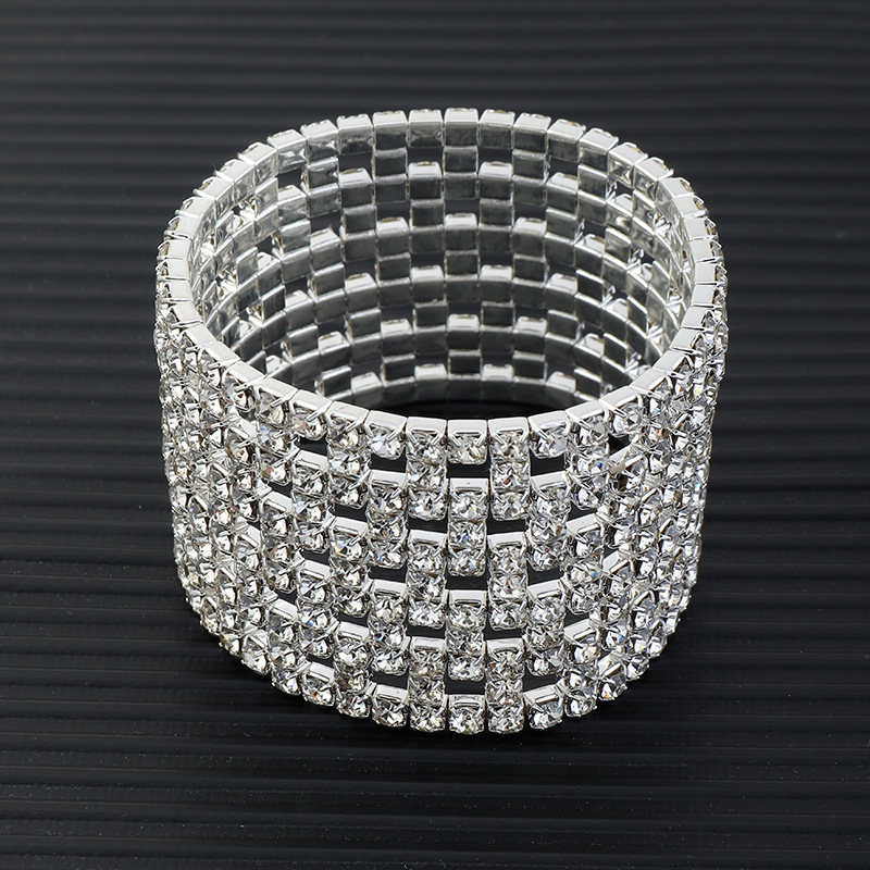 Fashion Geometric Metal Plating Diamond Artificial Diamond Bangle