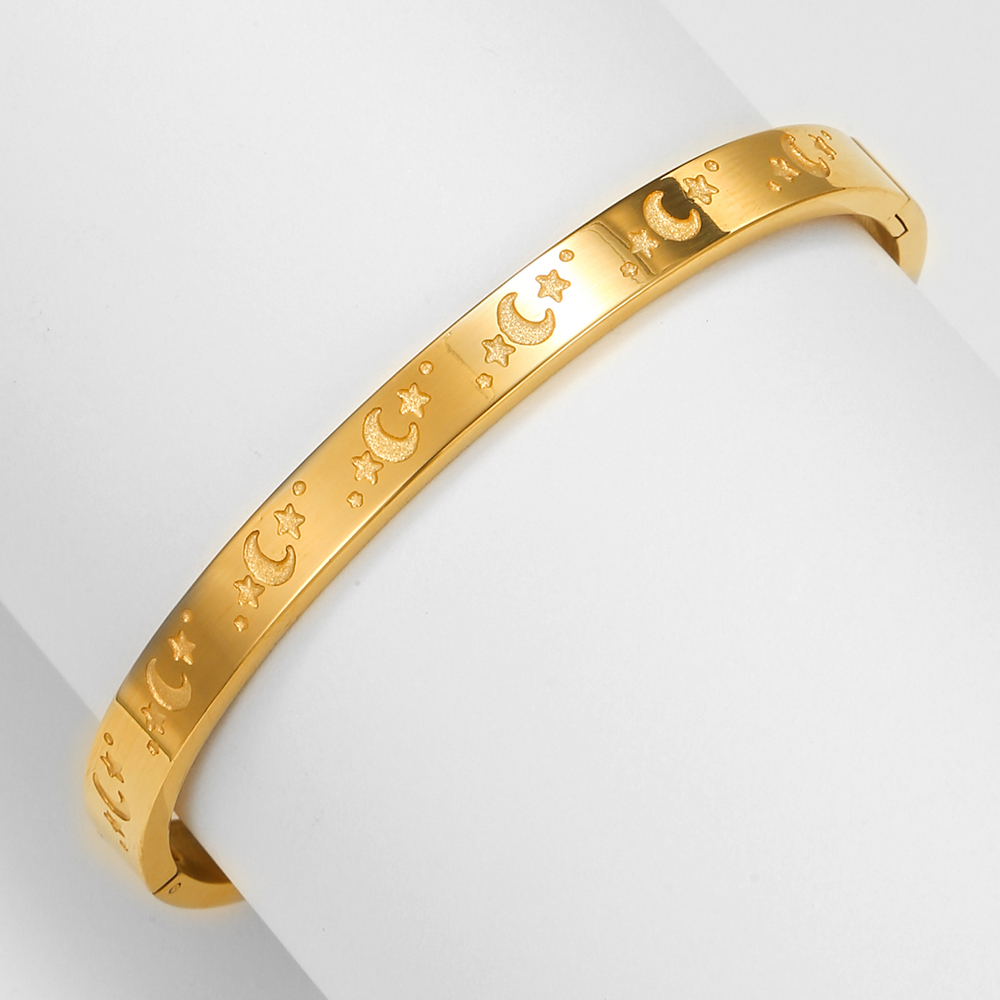 Simple Style Star Moon Stainless Steel Bangle Stainless Steel Bracelets