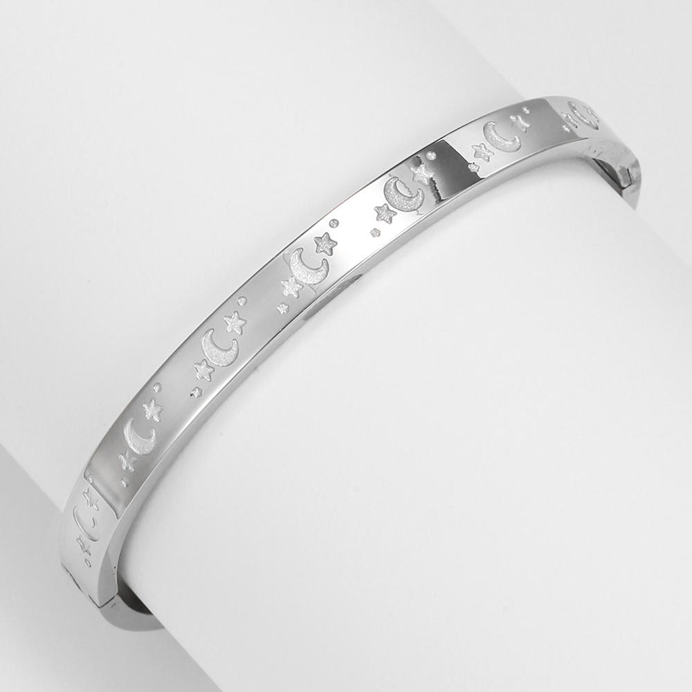 Simple Style Star Moon Stainless Steel Bangle Stainless Steel Bracelets