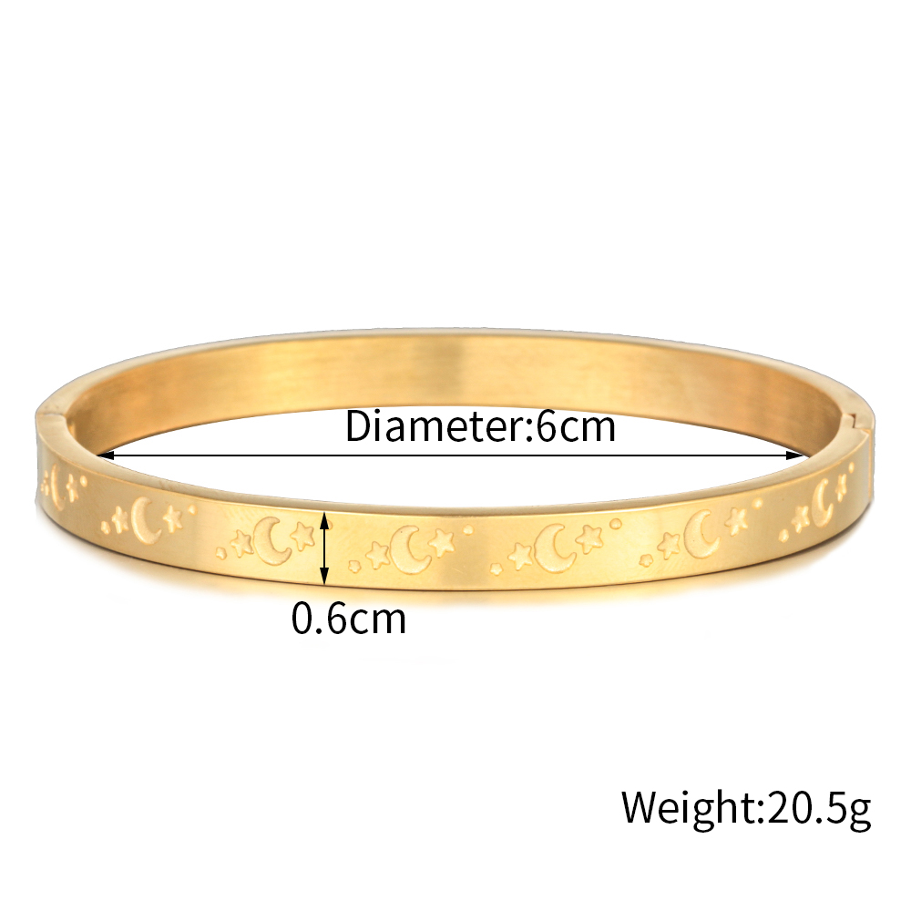 Simple Style Star Moon Stainless Steel Bangle Stainless Steel Bracelets