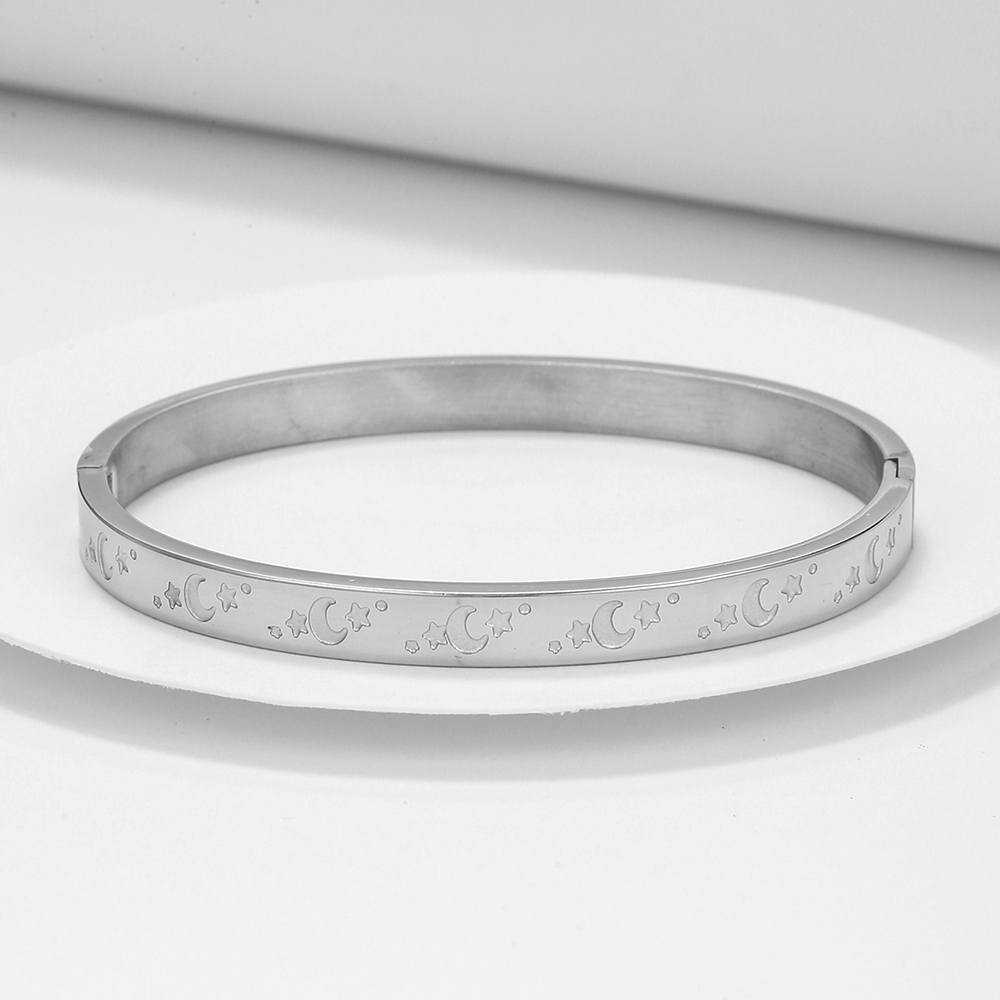 Simple Style Star Moon Stainless Steel Bangle Stainless Steel Bracelets