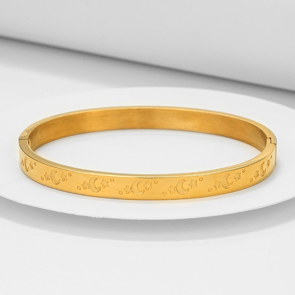 Simple Style Star Moon Stainless Steel Bangle Stainless Steel Bracelets
