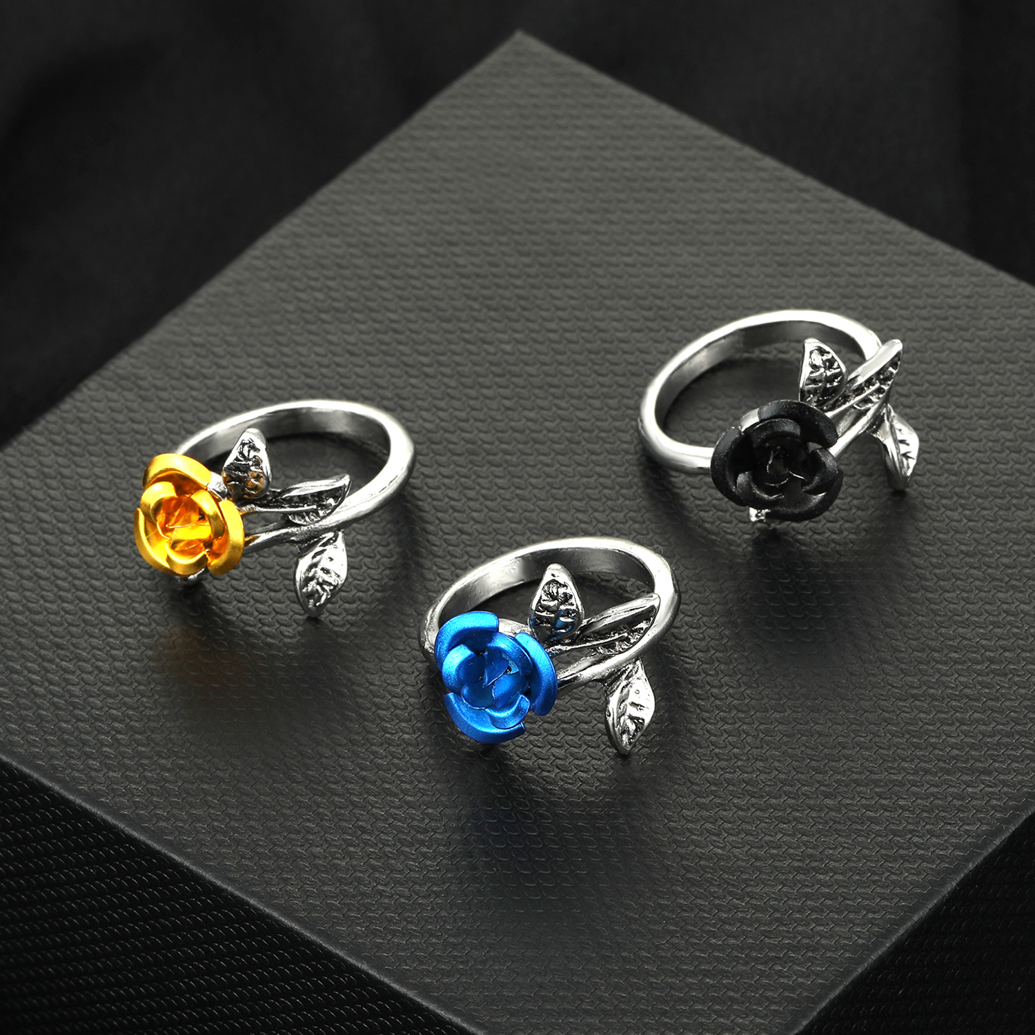 Elegant Fashion Rose Alloy Plating Resin Open Ring 1 Piece
