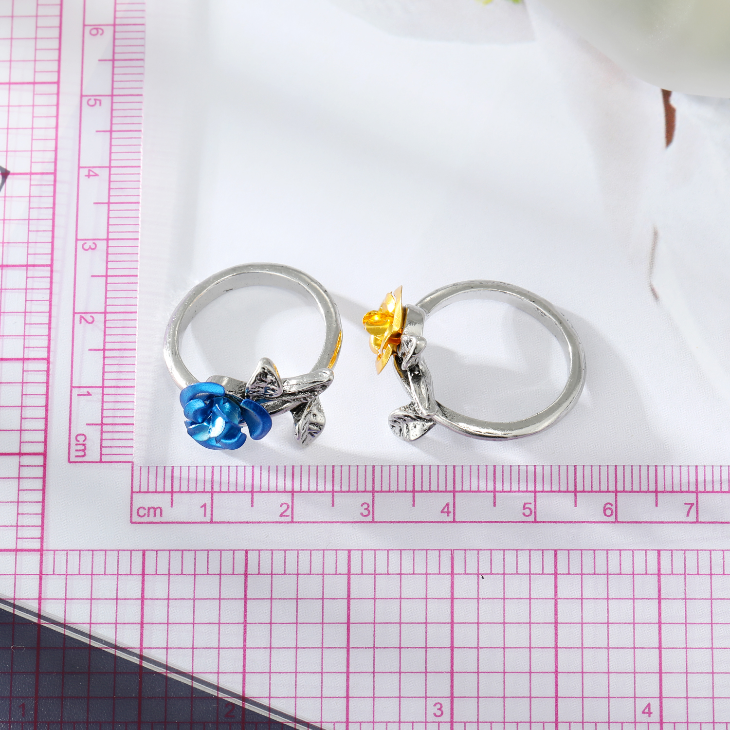 Elegant Fashion Rose Alloy Plating Resin Open Ring 1 Piece