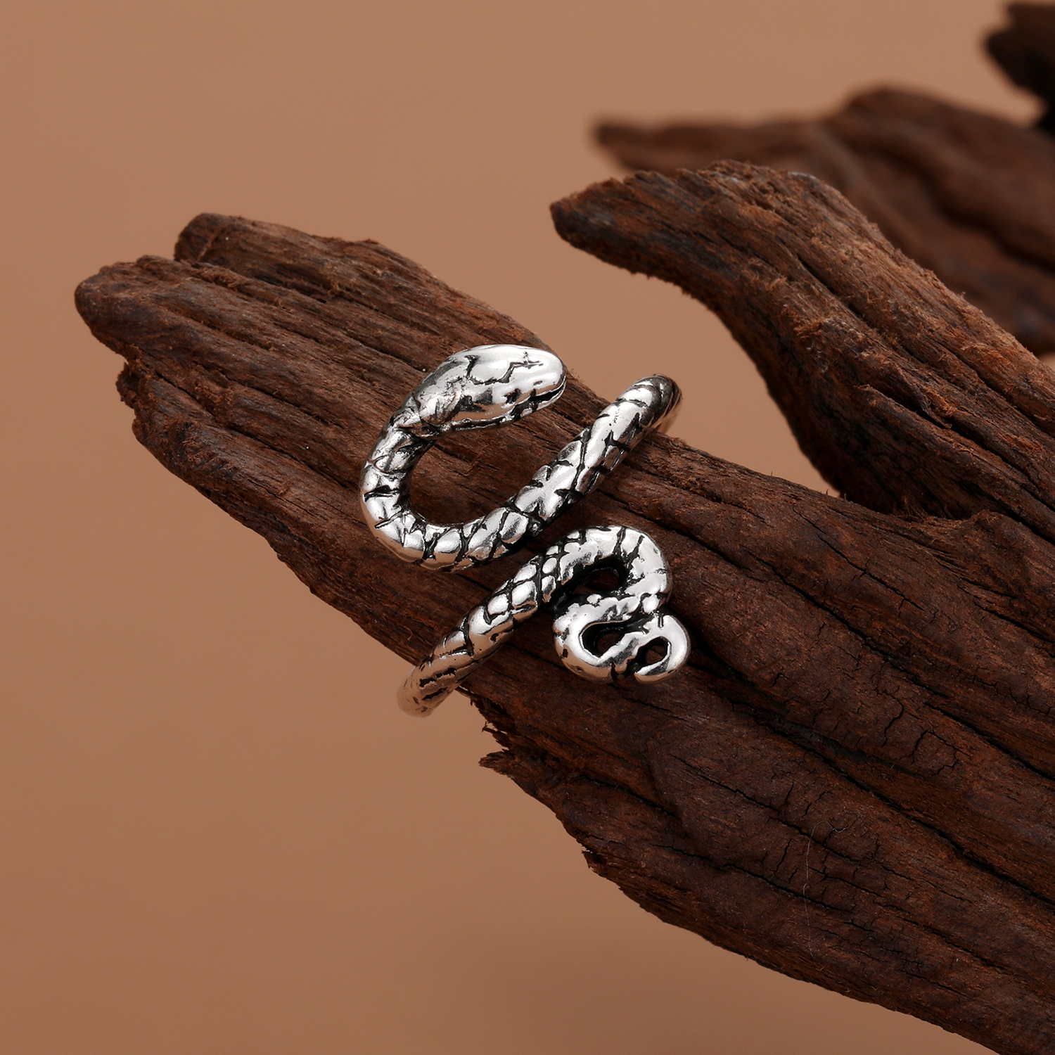 Hip-Hop Retro Pentagram Snake Alloy Plating Open Ring 1 Piece