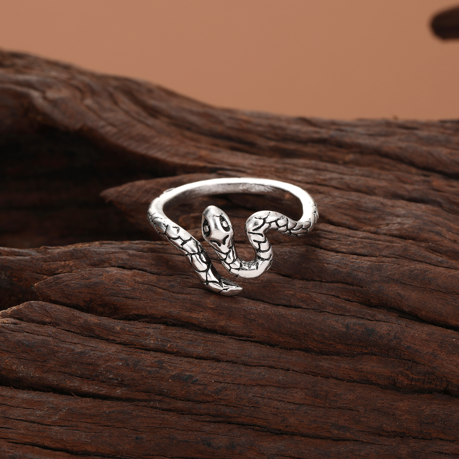 Hip-Hop Retro Pentagram Snake Alloy Plating Open Ring 1 Piece