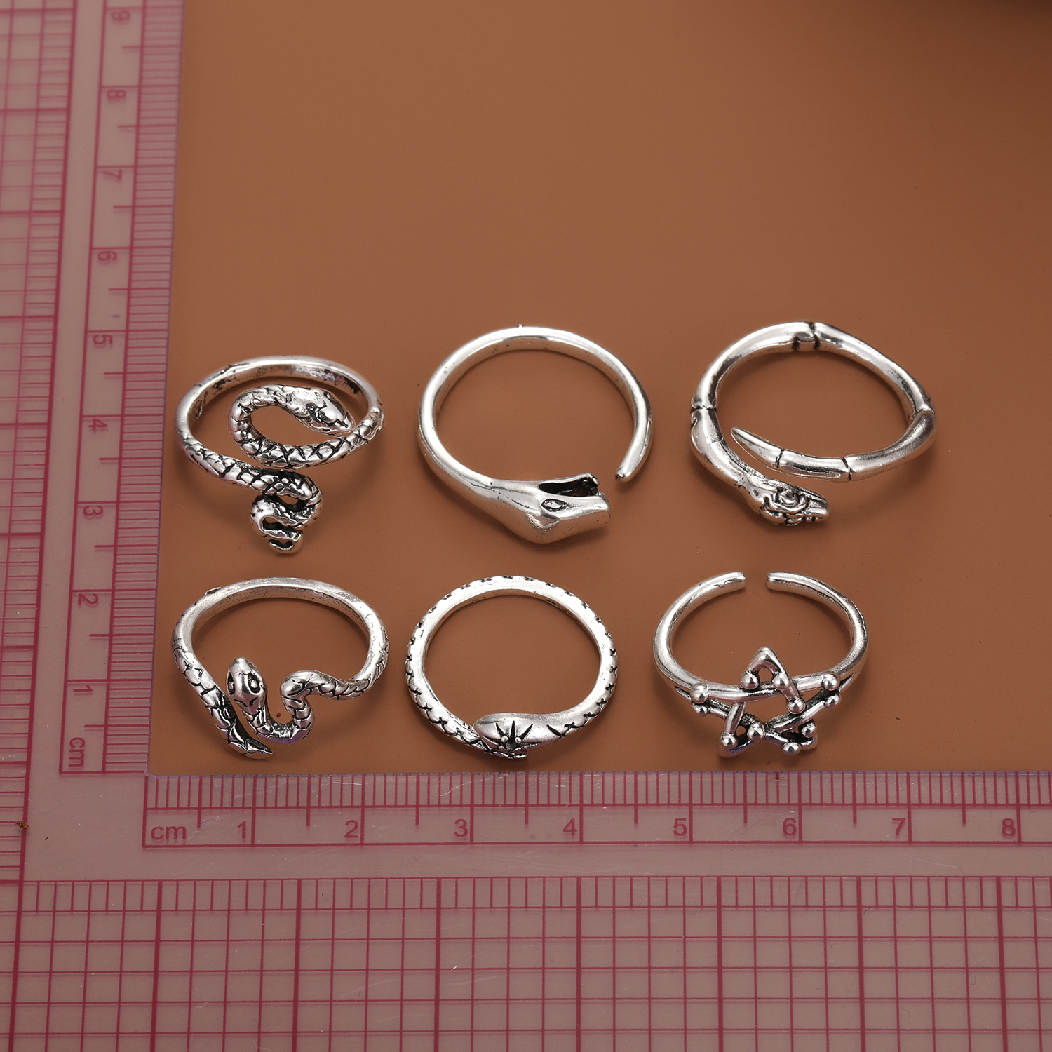 Hip-Hop Retro Pentagram Snake Alloy Plating Open Ring 1 Piece