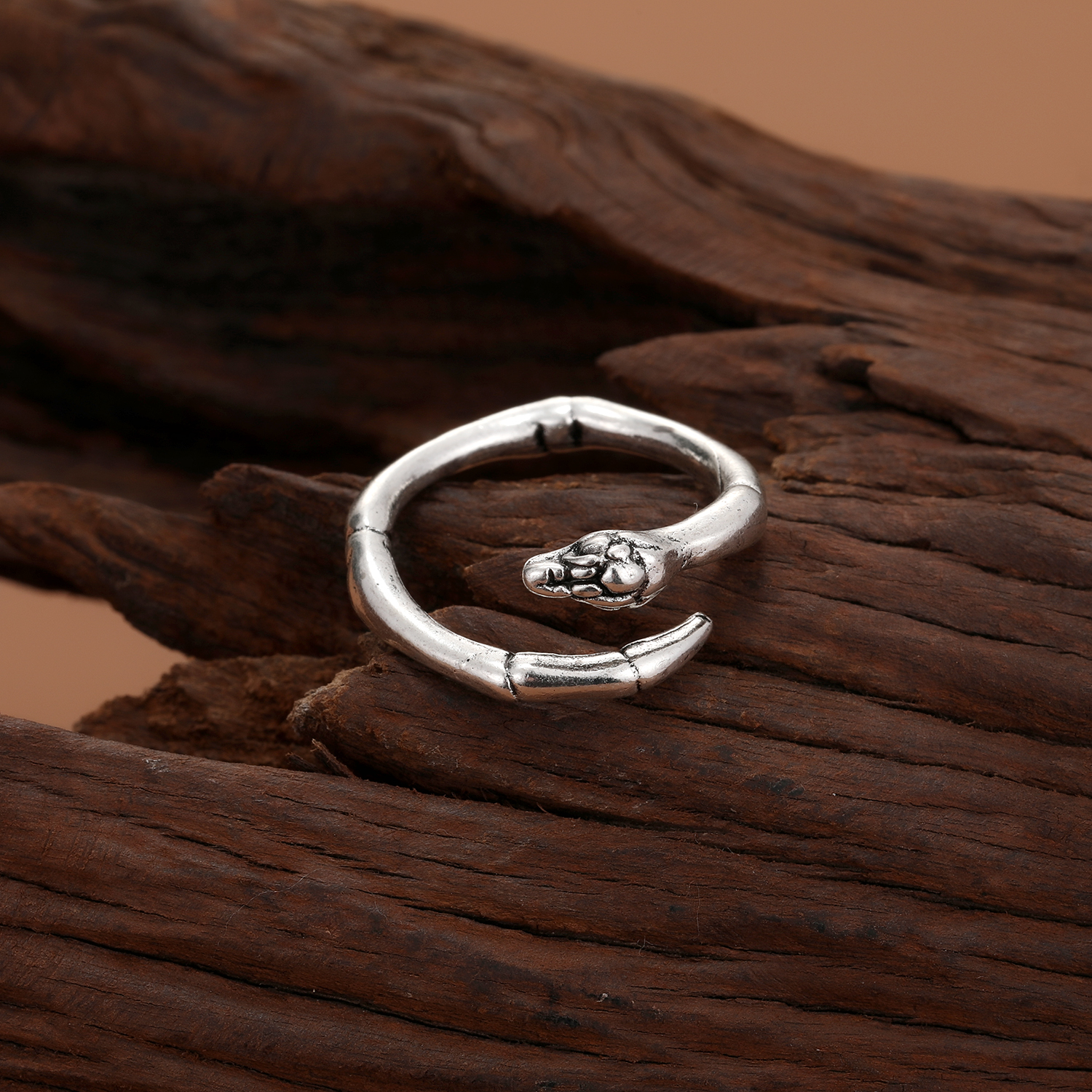 Hip-Hop Retro Pentagram Snake Alloy Plating Open Ring 1 Piece