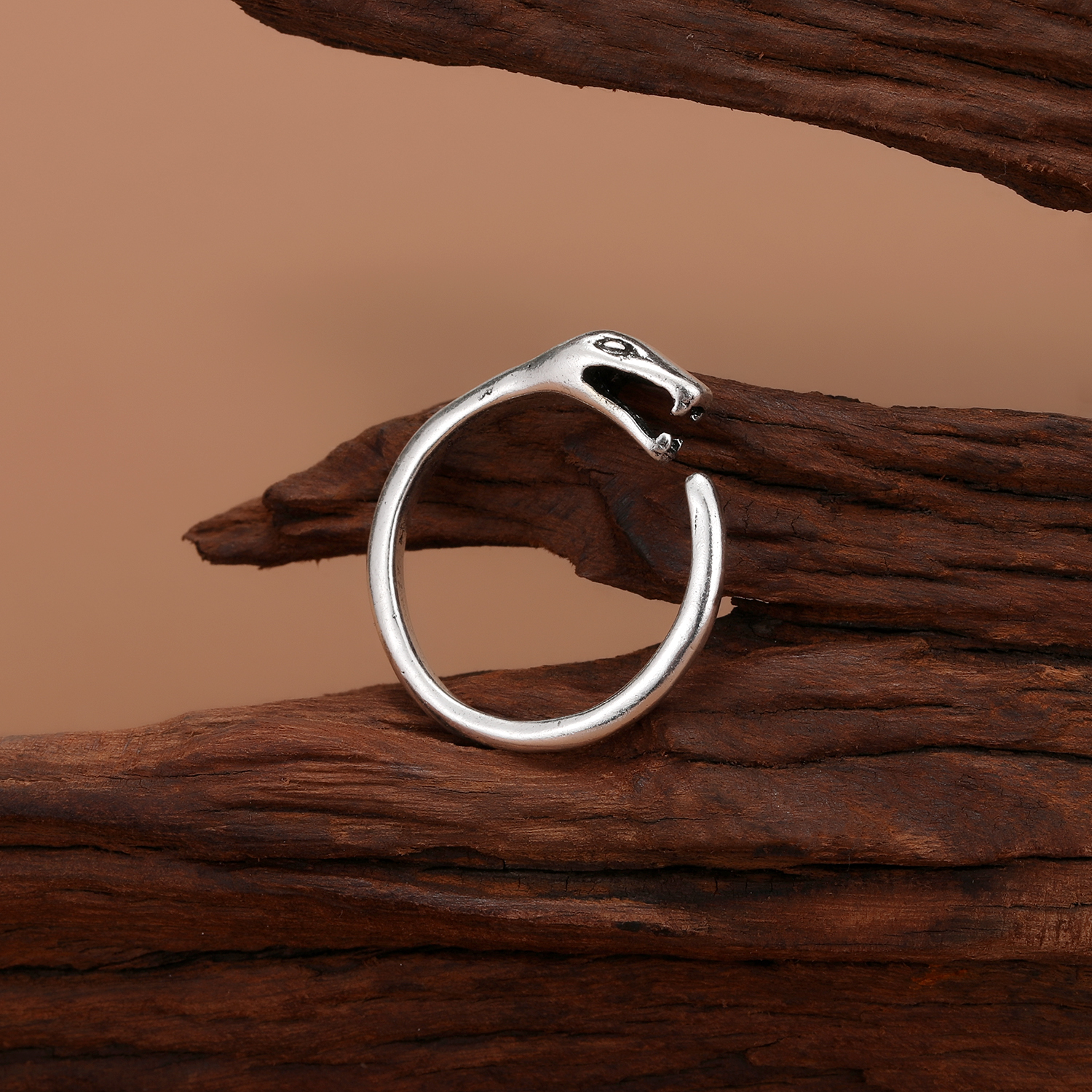 Hip-Hop Retro Pentagram Snake Alloy Plating Open Ring 1 Piece