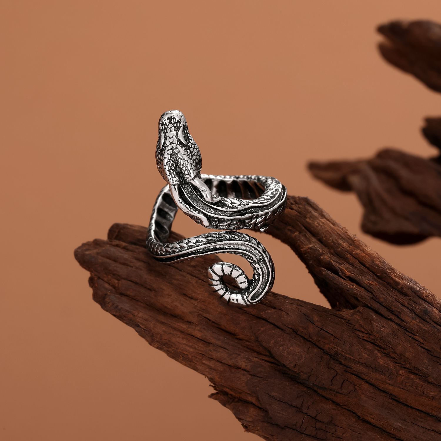 Hip-Hop Vintage Style Snake Alloy Plating Artificial Gemstones Open Ring 1 Piece